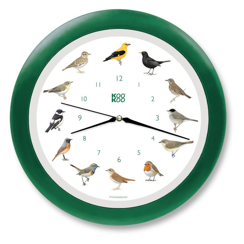 KOOKOO Singvogel Green, Singing birdclock Includes 12 Genuine Original Field Recordings from Native Songbirds - Image 1
